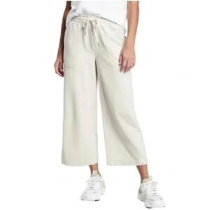 Athleta Fallon Heathered Wide Crop Pants Oatmeal/Ivory 10P Women's Petite